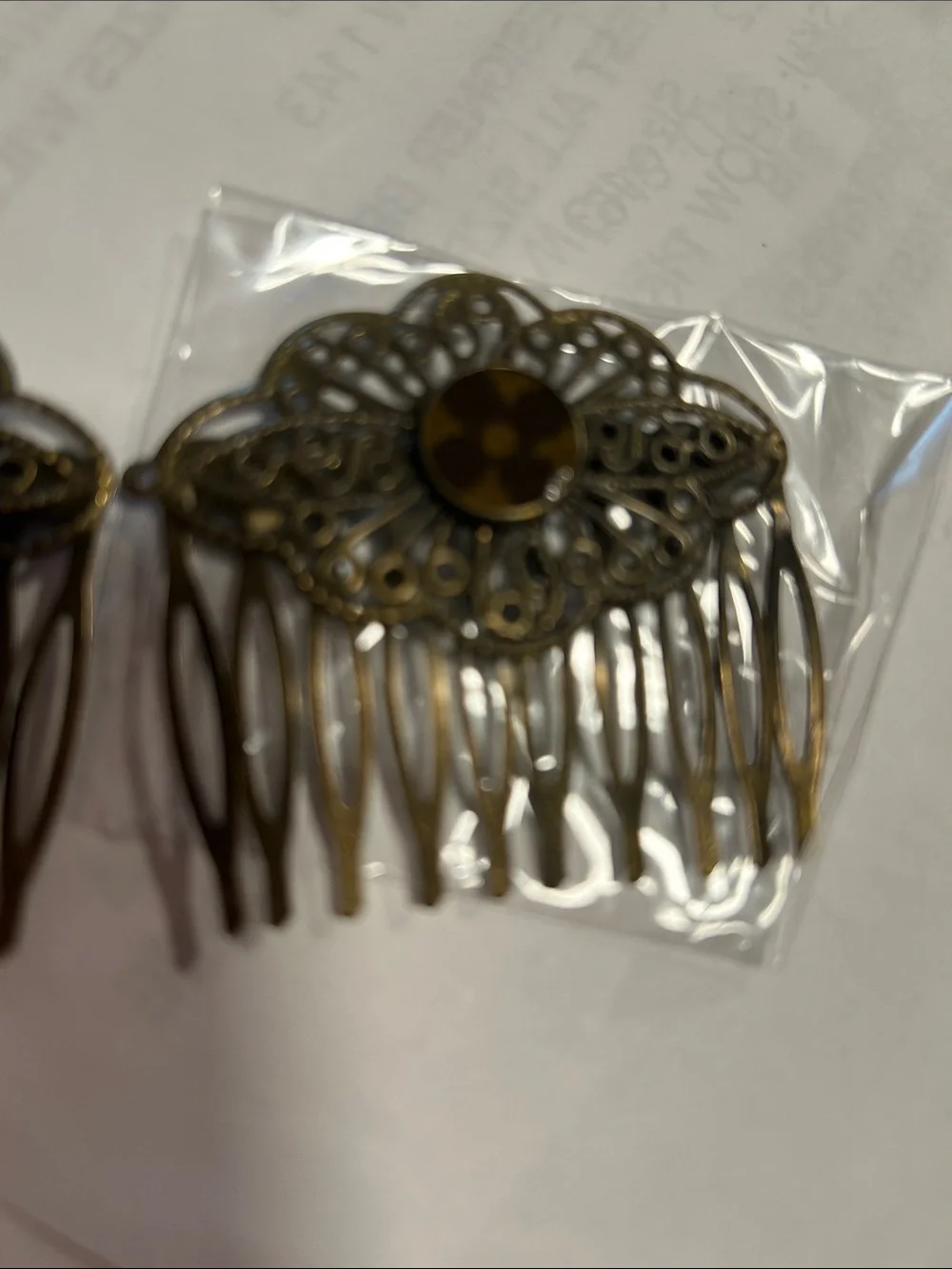 Source Unknown Antique Brass-Tone Filigree Hair Combs - Pair